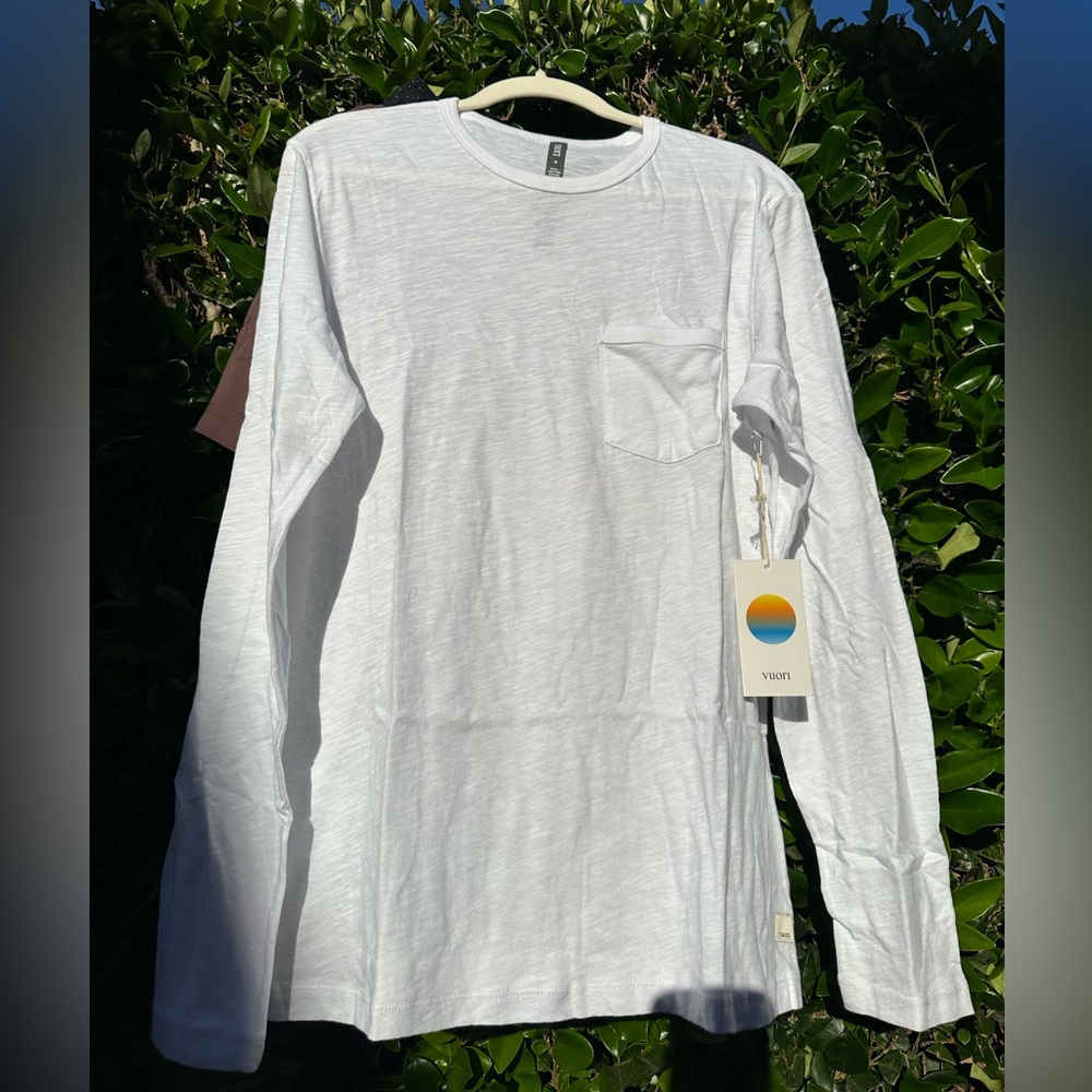 Vuori Strato L/S Rise Tee White Men's M Long Sleeve